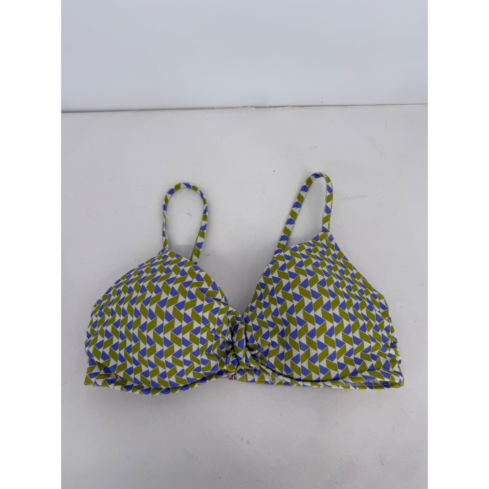 Shade & Shore Womens Geometric Underwire Bikini Top Green Purple White Sz 34C